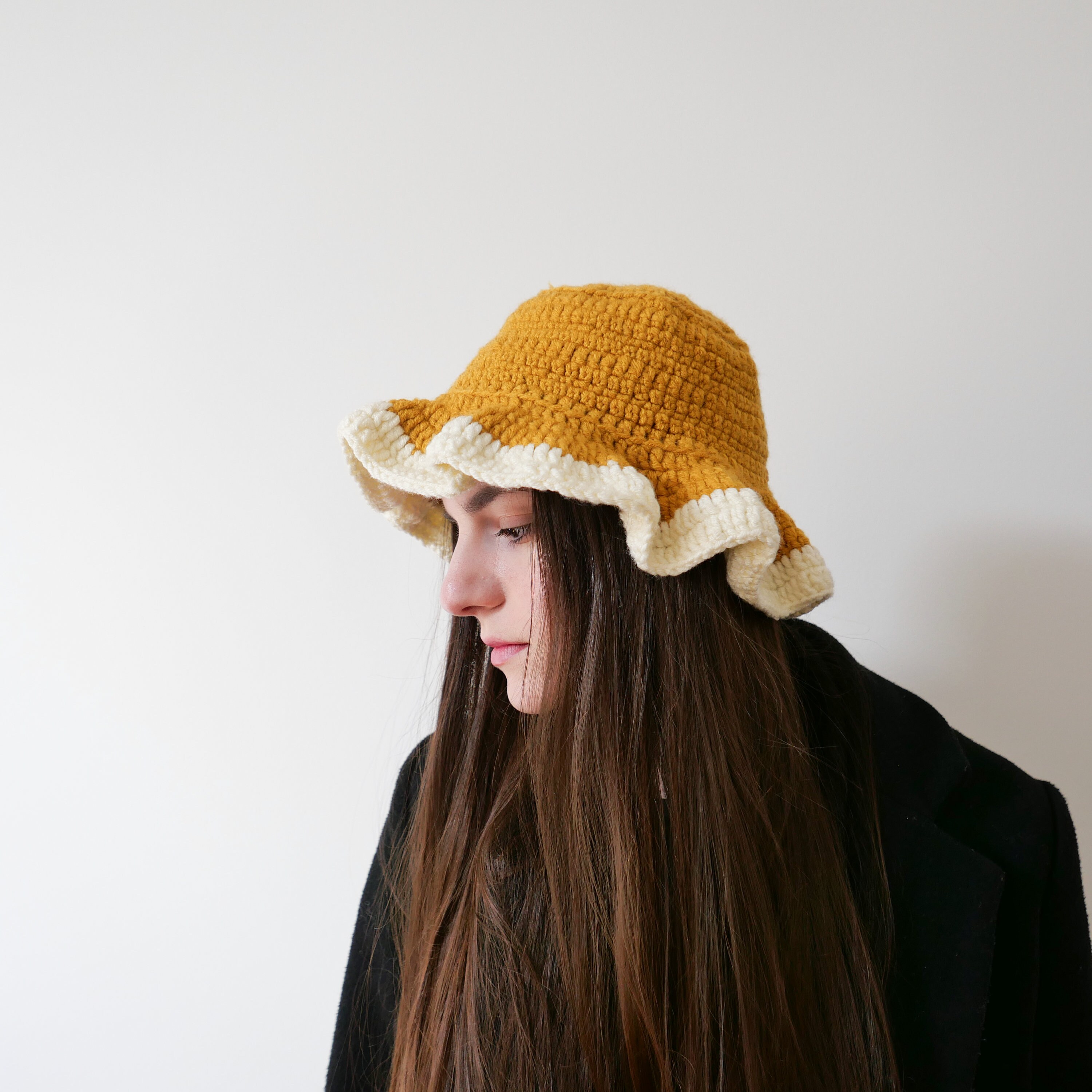 帽子 solsoonerorlater hand-knitted bubkethat Crochet Mustard Egg Bucket Hat Handmade Knitwear Accessory