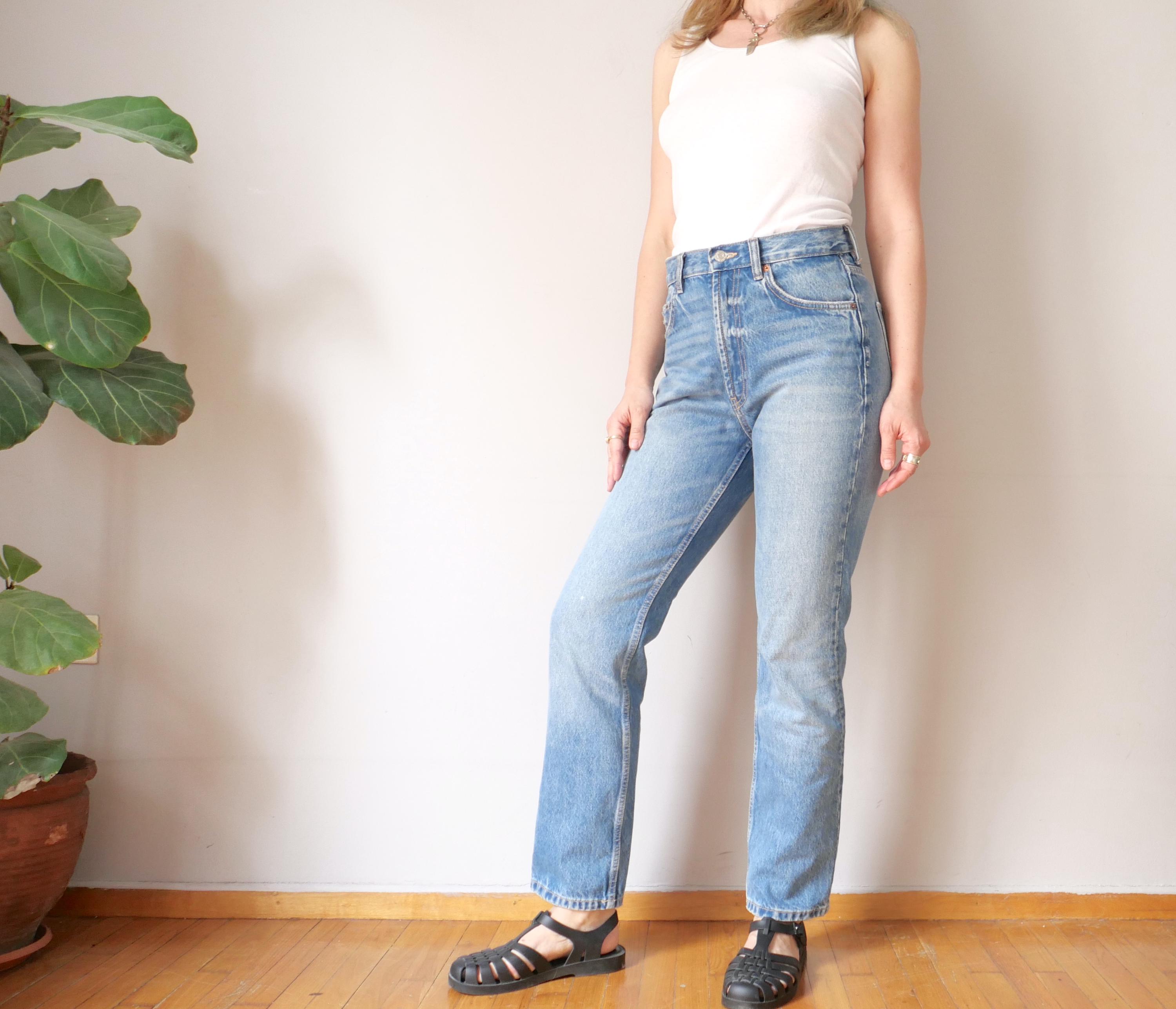 90年代ハイライズストーンウォッシュジーンズ：ヴィンテージストレート 