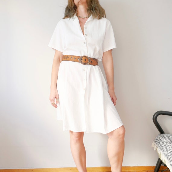 Vintage 100% linen white button down camisole bas… - image 8