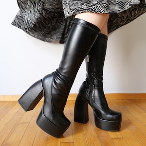 Vintage 90s manga platform black size 36 faux leather mangaka boots super comfortable high boots unisex