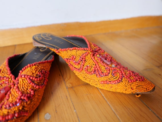 Vintage beaded embellished clogs Indian slippers … - image 9