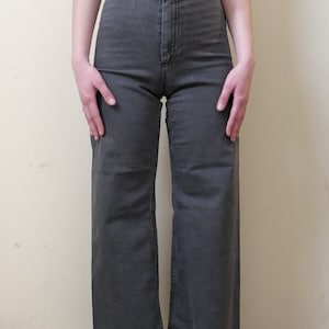 Vintage Zara Denim Pants: Grey Fringe High Rise, 90s Boho XS/S