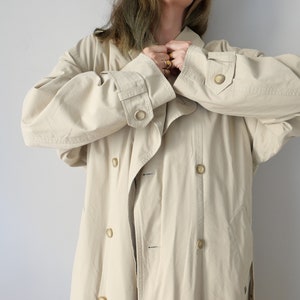 Vintage Gore Tex Trench Coat: Sand Beige Gabardine, Unisex Size L/XL