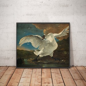 The Threatened Swan / Jan Asselijn / watercolor art / vintage art / botanical art / Swan art Poster / bird art print / wall decor art Swan