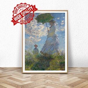 Frau mit Sonnenschirm / Madame Monet und ihr Sohn / La Femme à l&#39;ombrelle / Madame Monet und ihr Sohn / Von Claude Monet / Museum Poster