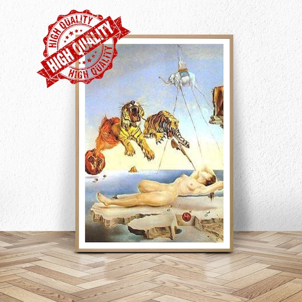 dream caused by the flight of a bee around a pomegranate a second before awakening / salvador dali / Museum Poster  / Print