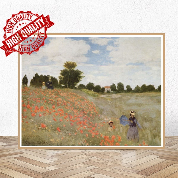 Coquelicots, La promenade / Poppies / By Claude Monet / Museum Poster