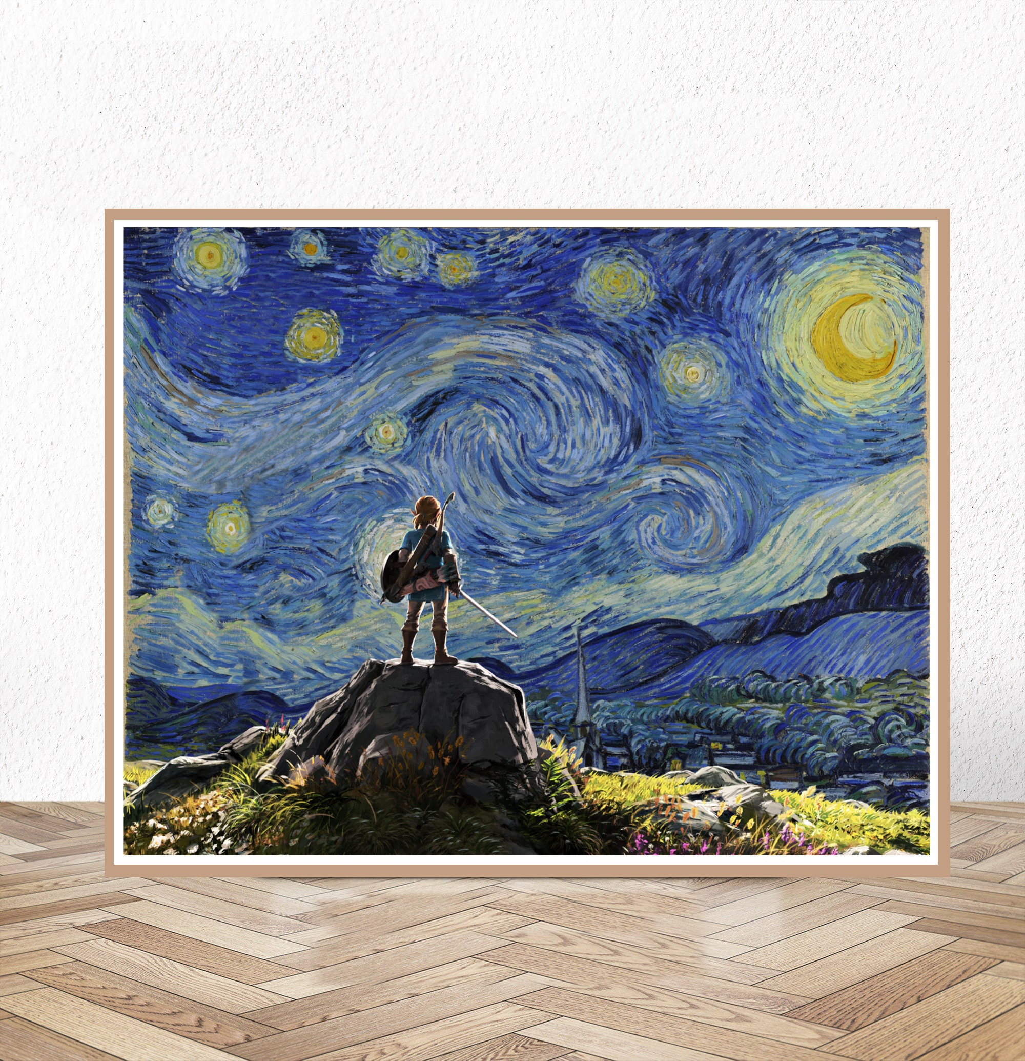Zelda Breath of the Wild Art Print, Van Gogh Starry Night Style - Etsy