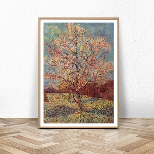 De roze perzikboom, Peach Tree in Blossom / Flowering Peach Tree, Vincent Van Gogh / Exhibition Poster Set - Museum Print  //