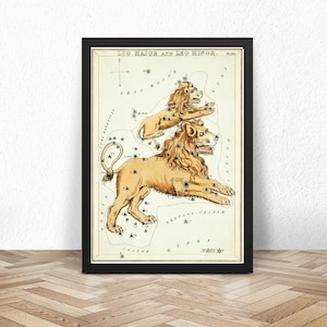 Leo Major Print, Antique Space Painting, Vintage Drawing Poster Wall Art, Leo Minor, horoscope present, An ideal gift for Leo zodiac