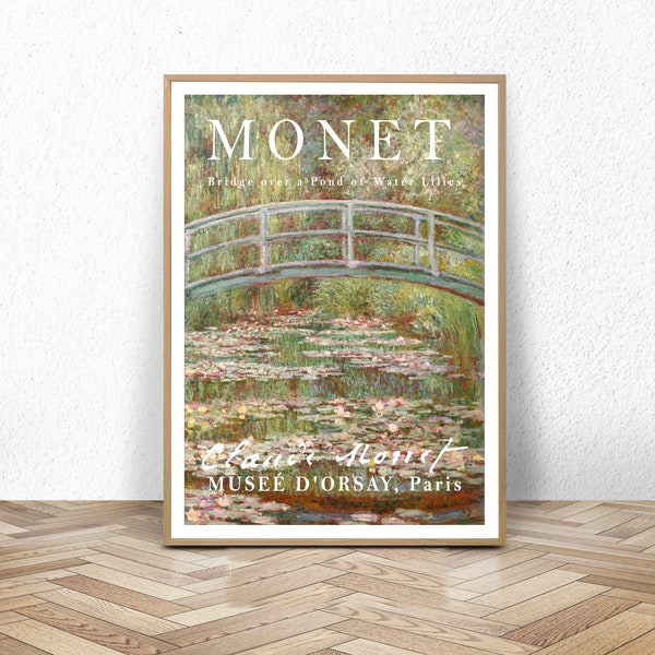 The Water Lily Pond Painting by Claude Monet / Bridge over a Pond of Water Lilies / Only Poster Print / stretched  /   Poster