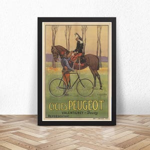 Cycles Peugeot,French poster for Peugeot Cycles by Vulliemin  Ernest, Vintage Bicycle , cycling enthusiasts, illustrations of the bikes