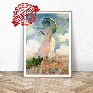 Frau mit Sonnenschirm - Madame Monet und ihr Sohn / Von Claude Monet / Museumsposter