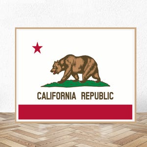 california, california wall art, california map, mothers day gift, california flag, california flag wall art, Wilderness, bear print
