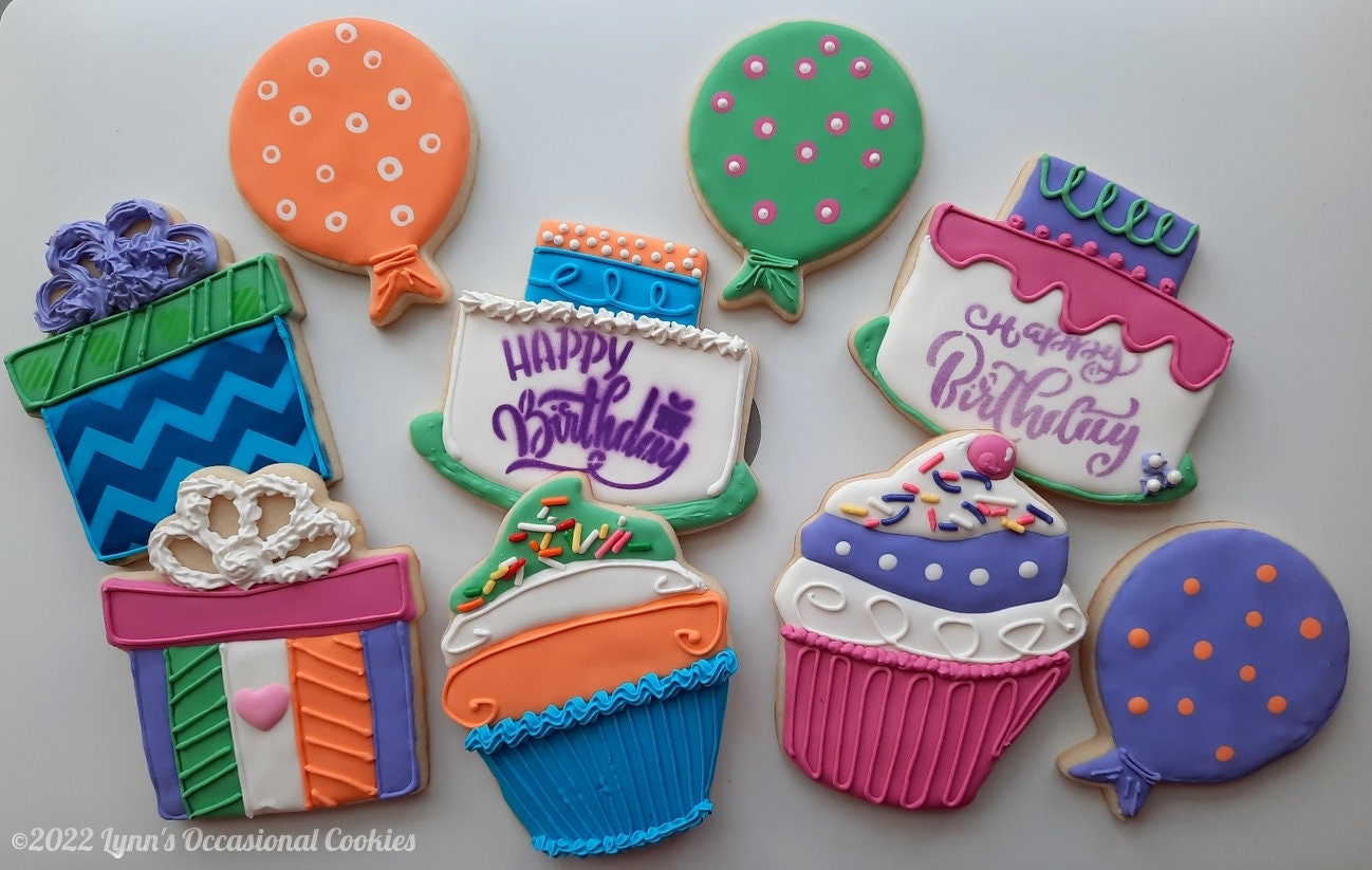 Happy Birthday Celebration Numbers 1 Dozen Sugar Cookies Etsy