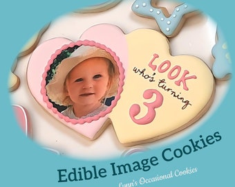 Custom Edible Images Photos Logos Round Square Sugar Cookies 1 Dozen