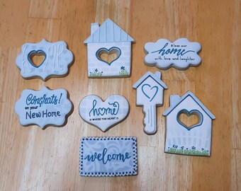Home Is Where The Heart Is Real Estate New Home House Warming Key 8 or 12 Unique Sugar Cookies