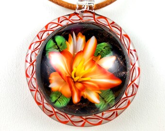 Unique handmade glass pendant "Heart of Spring"