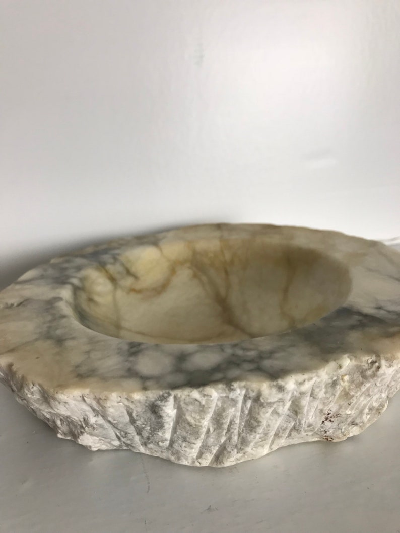 Rustic marble effect Heavy chunky ashtray bowl Granite grey white chunk 11