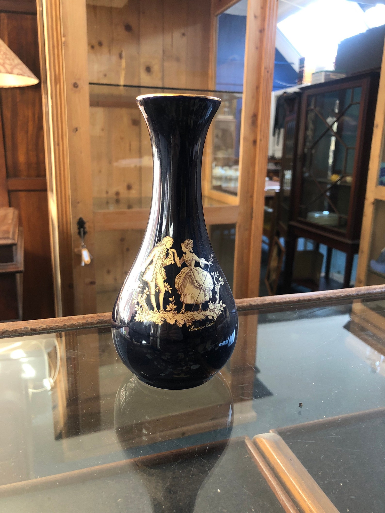 Limoges French Castel 22k Gold Cobbolt Blue Gold Gilt Vase Etsy