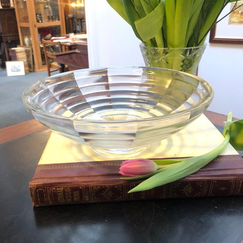 Art Deco Green Glass Bowl Set Vintage Glass Fruit Bowl Six Etsy