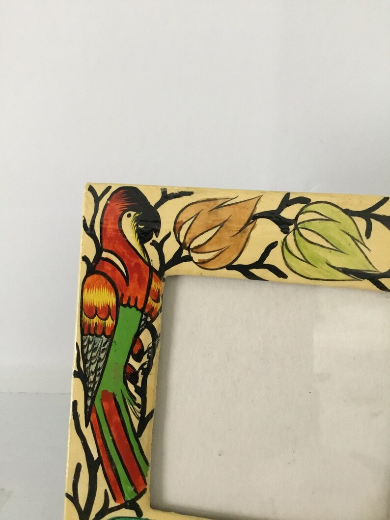 Parrot Hand Painted photo frame vibrant lively tropical Etsy