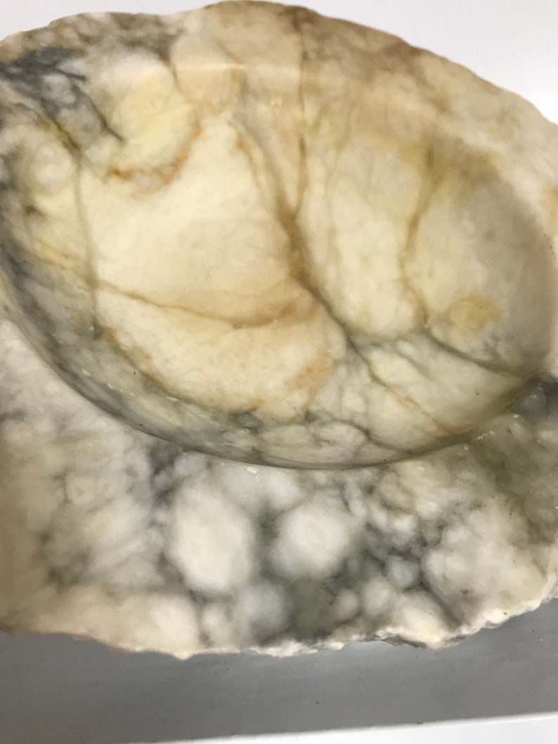Rustic marble effect Heavy chunky ashtray bowl Granite grey white chunk 11