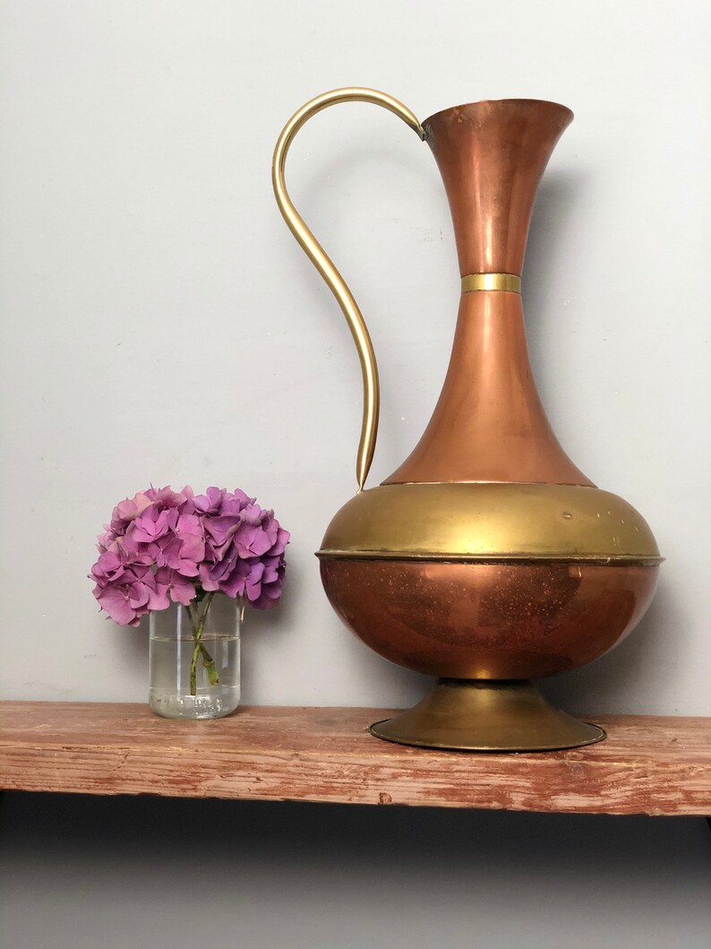 Antique Copper and Brass Tall Jug 48cm Vintage Measures Etsy UK