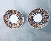 Pair x2 Mikawachi Dai Nippon Vintage Beautiful Pair of hand painted oriental japanese Saucers - 1900-1930 - Red Blue Gold (15)
