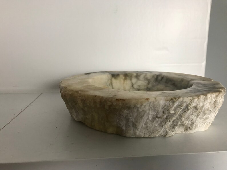 Rustic marble effect Heavy chunky ashtray bowl Granite grey white chunk 11