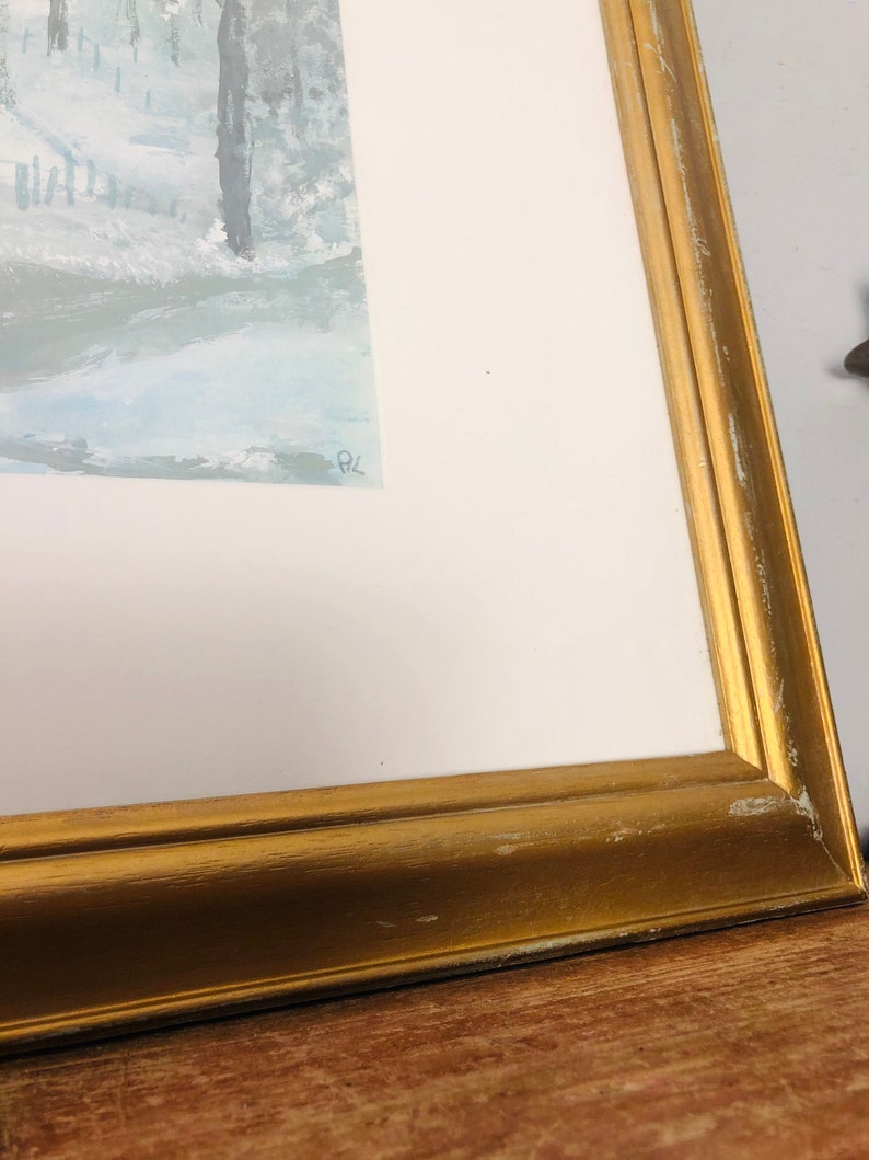 bb Highland Winter Scottish scene Gouache scotland painting of a snow filled scene large framed