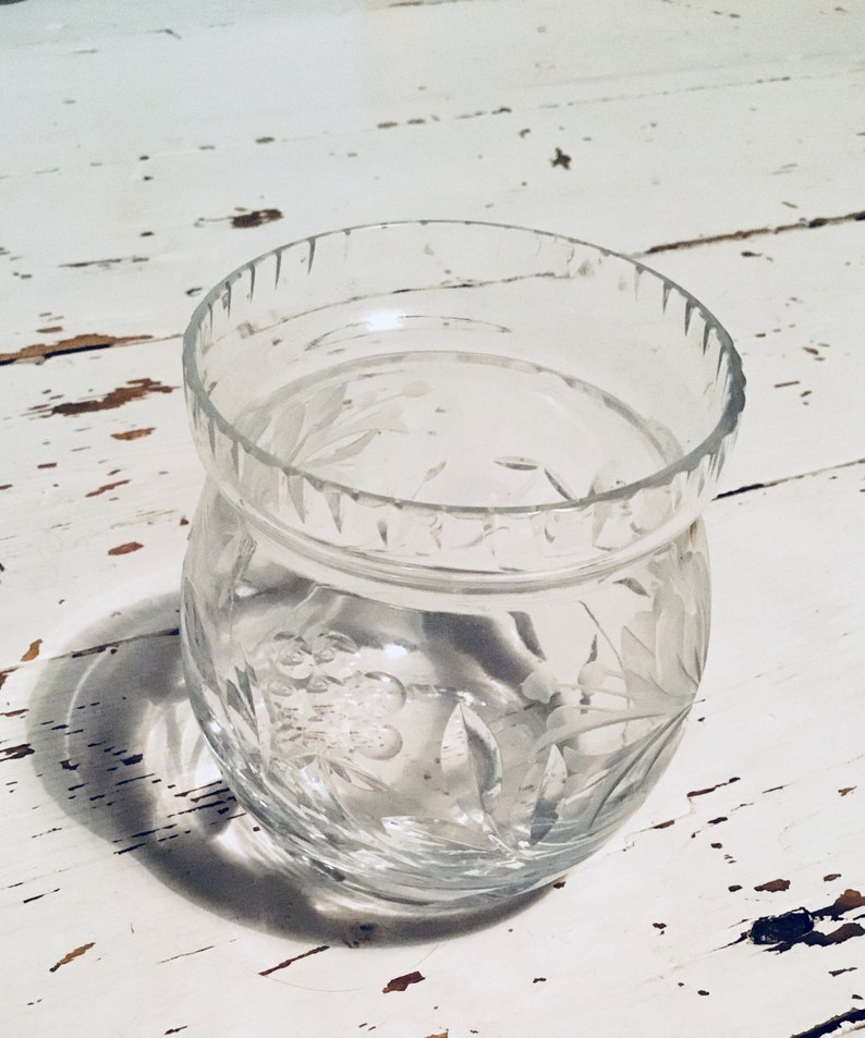Royal Brierley Honeysuckle Glass Crystal Cut Vase Pot Etsy