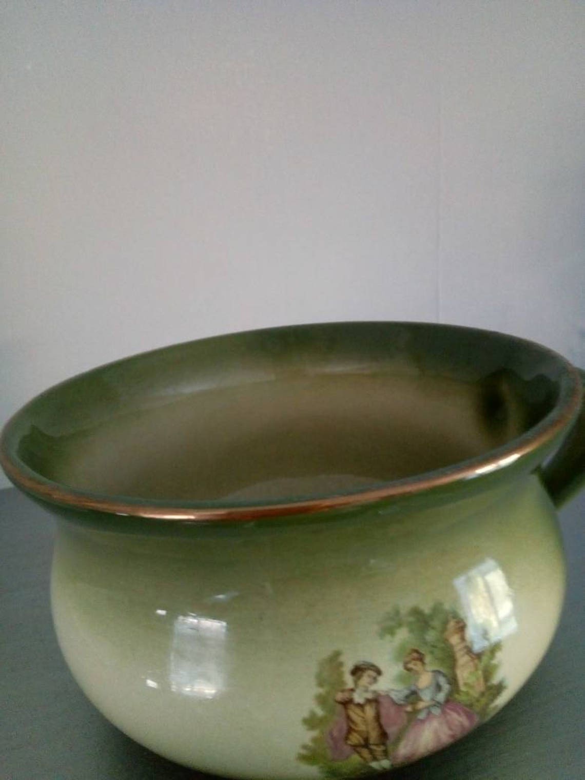 K H Pottery Staffordshire England Green French Scene Romantic Etsy UK