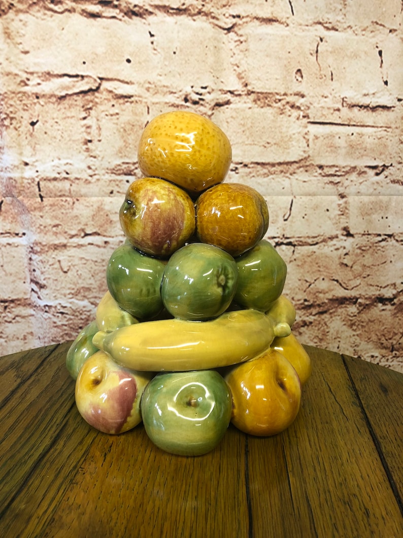 Vintage glazed pottery ceramic topiary fruit fake fruit Etsy