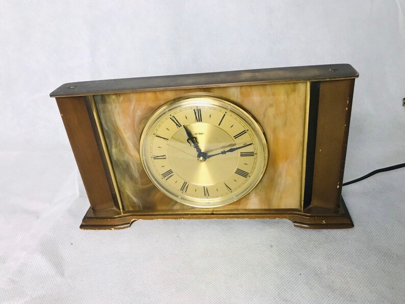 Vintage Retro Metamec 1960's Electric Mantle Clock oynx Etsy
