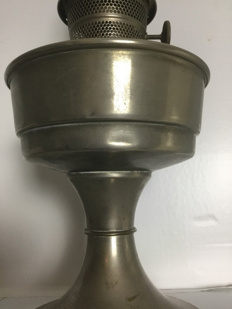 Antique Super Aladdin Converted oil lamp Silver coloured Etsy