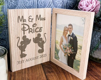 Personalised Photo Frame  With Mickey & Minnie Mouse Design