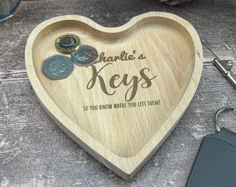 Key Tray Dish Personalised Housewarming Gift Home Decor Keys Trinkets Heart