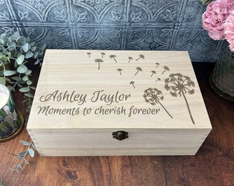 Dandelion Blowing Design Memory Box - Personalised Storage Trinket Gift