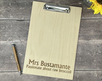 Bespoke Clipboards Birch Ply Engraved and Personalised Homework Organisation Office Business Branded Logo