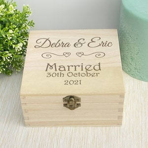 Married Wedding Box Personalised Memory Gift Box Heart Design Engagement image 3