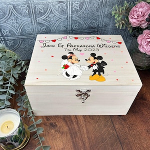 Mickey Minnie Disney-huwelijksdoos Geheugenherinneringen Gepersonaliseerd cadeau Verloving