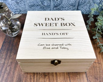 Dad’s Sweet Box – Engraved Personalised Wooden Box – Father’s Day – Birthday Gift
