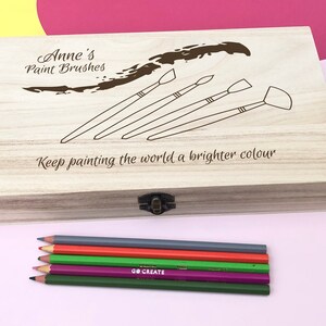 Paintbrush Personalised Art Box Gift Large Supplies Artist Tools Painting Paint image 2