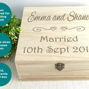 Married Wedding Box Personalised Memory Gift Box Heart Design Engagement image 6