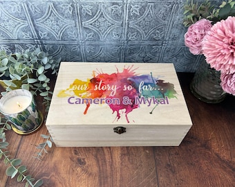 LGBT Memory Box, Rainbow Gift Box, Couples Keepsake, Personalised Love Story, Anniversary Present, Romantic Relationship Treasure
