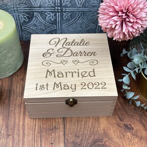 Married Wedding Box Personalised Memory Gift Box Heart Design Engagement image 1