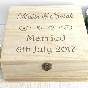 Married Wedding Box Personalised Memory Gift Box Heart Design Engagement image 2