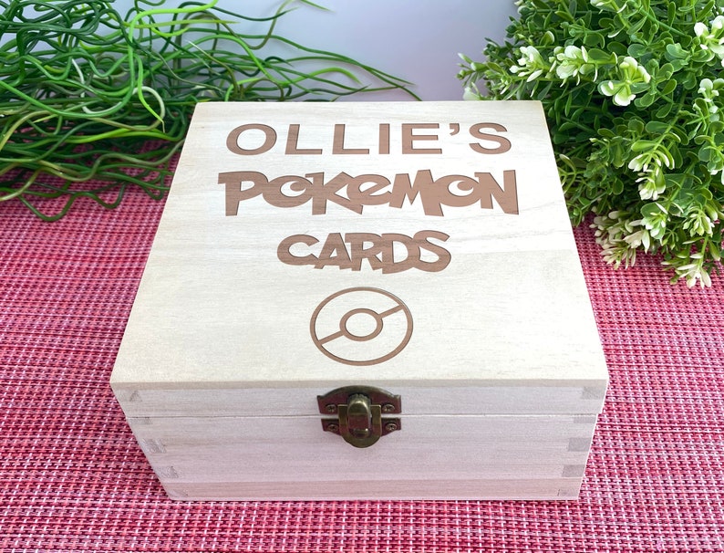 Pokémon Card Storage Box Collector Personalised Gift Pokeball Pokemon Wooden Gift Collection image 4