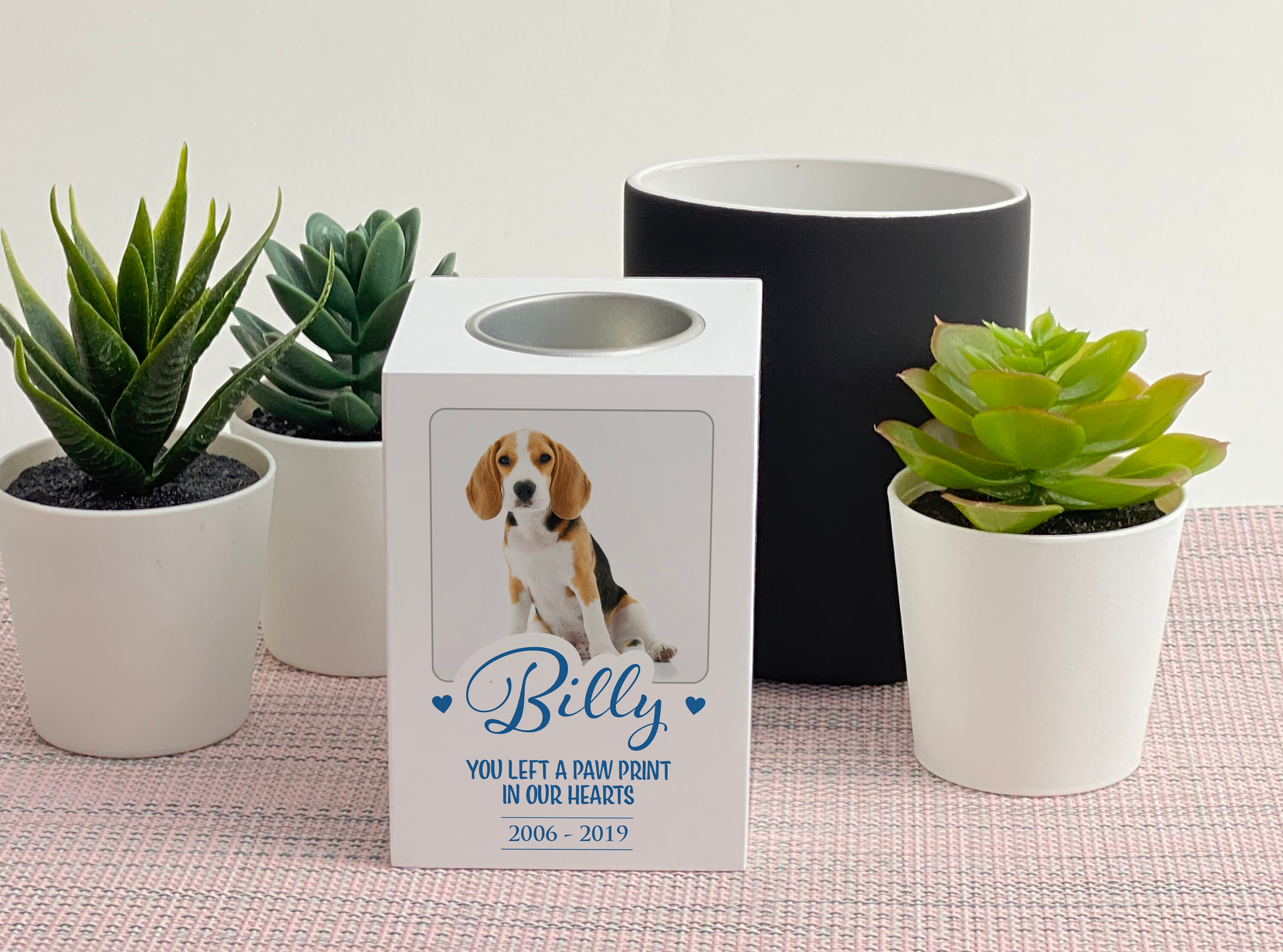 Paw Print on Our Heart Pet Memorial Tea Light Candle Holder Etsy UK